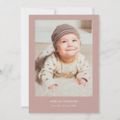 ミニマルとシンプルフォトピンクの洗礼 招待状 (裏面)