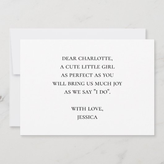 ミニマルとシンプルフラワーガール提案カード 招待状 (裏面)