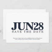 ミニマルとモダンタイポグラフィの日付の保存 セーブザデート (正面/裏面)