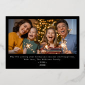 ミニマルなお正月の写真 箔シーズンカード (裏面)