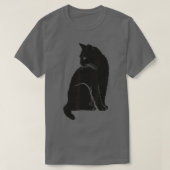 ミニマルなかわいい黒猫オーナーの猫アートキッテン Tシャツ (デザイン正面)