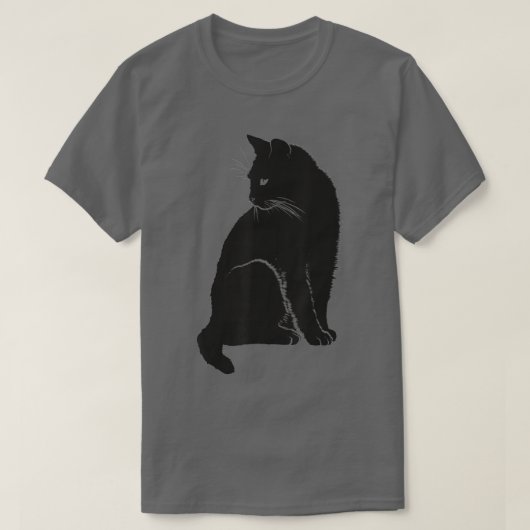 ミニマルなかわいい黒猫オーナーの猫アートキッテン Tシャツ (デザイン正面)