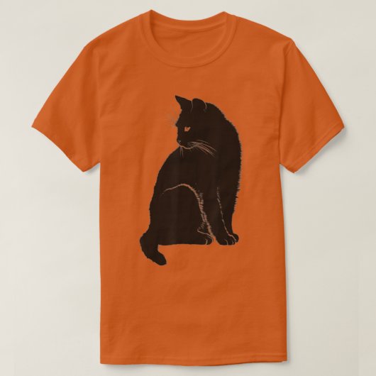 ミニマルなかわいい黒猫オーナーの猫アートキッテン Tシャツ (デザイン正面)