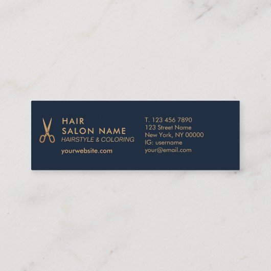 ミニマルなはさみの美容師の小型紹介カード スキニー名刺 (裏面)