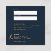 ミニマルなはさみの美容師の正方形の紹介カード スクエア名刺 (裏面)