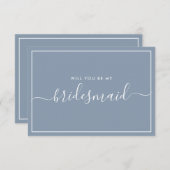 ミニマルなほこりっぽいブルーの花嫁メイド提案 招待状 (正面/裏面)