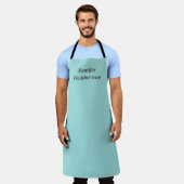 ミニマルなアクアブルー名前をカスタムする エプロン (着用した状態)