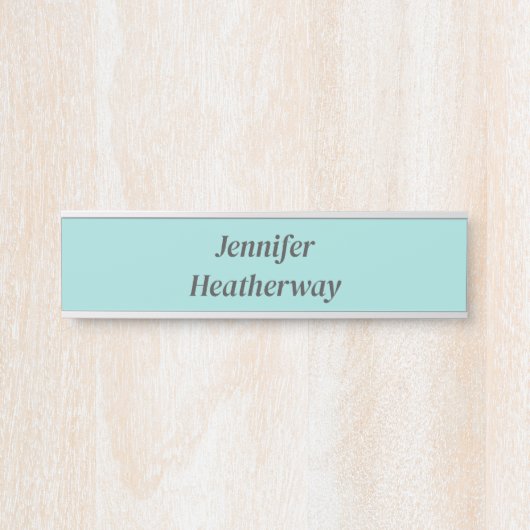 ミニマルなアクアブルー名前をカスタムする サインプレート (正面)