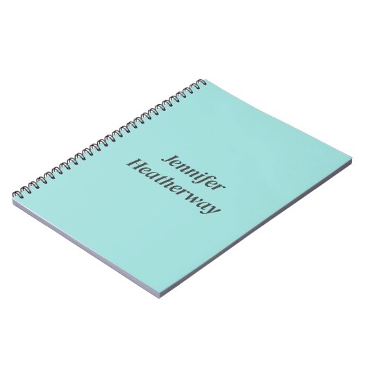 ミニマルなアクアブルー名前をカスタムする ノートブック (左側)