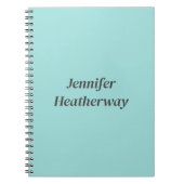 ミニマルなアクアブルー名前をカスタムする ノートブック (正面)