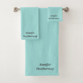 ミニマルなアクアブルー名前をカスタムする バスタオルセット (インサイチュ)