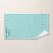 ミニマルなアクアブルー名前をカスタムする バスタオルセット (ハンドタオル)