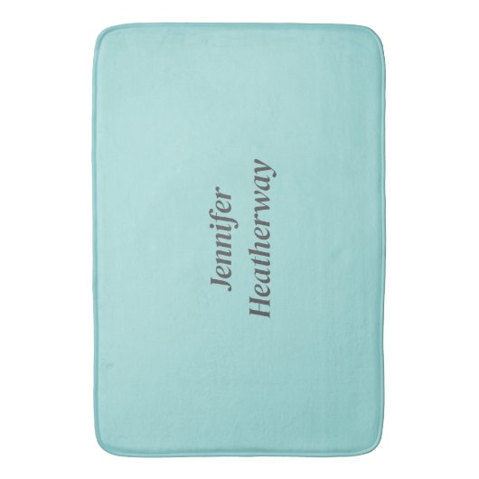 ミニマルなアクアブルー名前をカスタムする バスマット (正面縦)