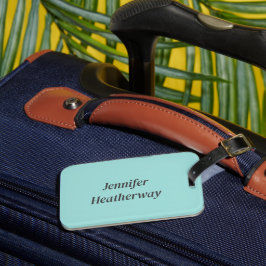 ミニマルなアクアブルー名前をカスタムする ラゲッジタグ