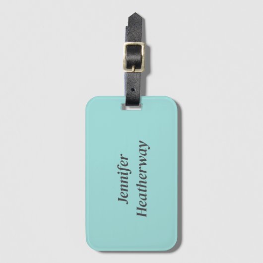 ミニマルなアクアブルー名前をカスタムする ラゲッジタグ (正面縦)