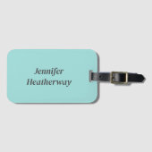 ミニマルなアクアブルー名前をカスタムする ラゲッジタグ (正面横)