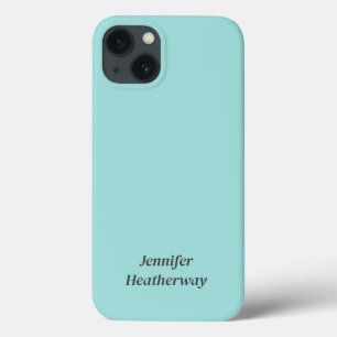 ミニマルなアクアブルー名前をカスタムする iPhone 13ケース
