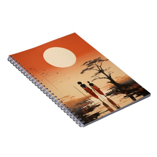 ミニマルなアフリカエレガントアートブラックアフリカ女性 ノートブック (右側)