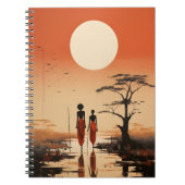 ミニマルなアフリカエレガントアートブラックアフリカ女性 ノートブック (正面)