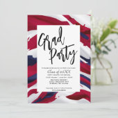 ミニマルなアメリカ国旗の高校卒業パーティー 招待状 (スタンド正面)