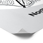 ミニマルなアリス春モダンホワイトブラックマップ ポスター (角)