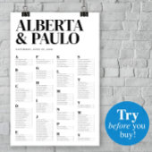 ミニマルなアルファベットの座席表パーソナライズされた ポスター