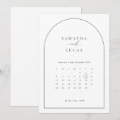 ミニマルなアーチカレンダー Save the Date 招待状 (正面/裏面)