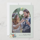 ミニマルなアーチフォトの後は楽しく結婚過ごす シーズンカード (正面)