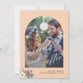 ミニマルなアーチフォトの後は楽しく結婚過ごす シーズンカード (正面)