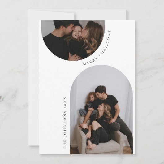 ミニマルなアーチフォトクリスマスカード 招待状 (正面)
