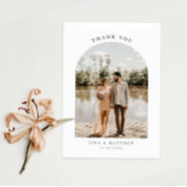 ミニマルなアーチフォト結婚のサンキューカード 招待状
