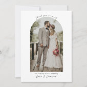 ミニマルなアーチフォト結婚のサンキューカード 招待状 (正面)