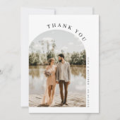 ミニマルなアーチフォト結婚のサンキューカード 招待状 (正面)