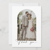ミニマルなアーチフォト結婚のサンキューカード 招待状 (正面)