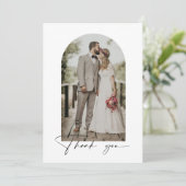 ミニマルなアーチフォト結婚のサンキューカード 招待状 (スタンド正面)