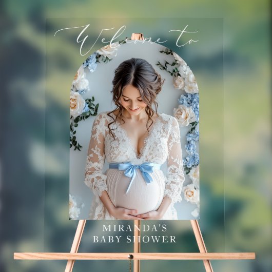 ミニマルなアーチベイビーシャワー写真ようこそ アクリルサイン (ニュートラル)