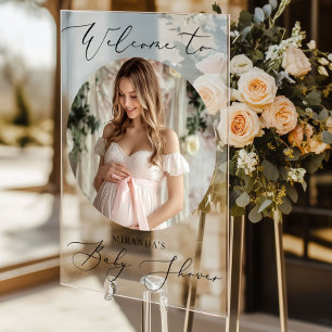 ミニマルなアーチベイビーシャワー写真ようこそ アクリルサイン