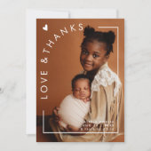 ミニマルなアーチラブ&ベビー感謝していシャワー写真 サンキューカード (正面)