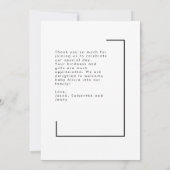 ミニマルなアーチラブ&ベビー感謝していシャワー写真 サンキューカード (裏面)