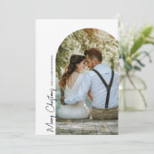 ミニマルなアーチ白黒写真クリスマスカード 招待状 (スタンド正面)