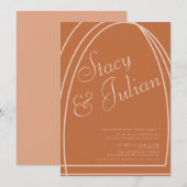 ミニマルなアーチ自然三重ボヘミ結婚アン 招待状 (正面/裏面)