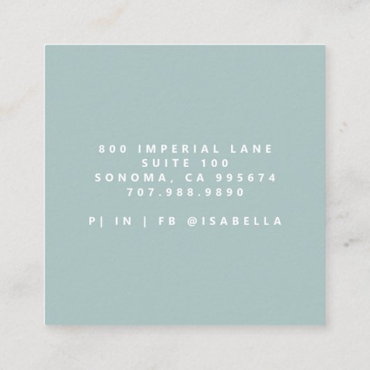 ミニマルなアーティストスクリプトメイクアップアーティストダスティブルー スクエア名刺 (裏面)