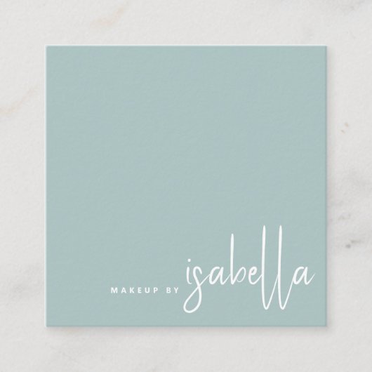 ミニマルなアーティストスクリプトメイクアップアーティストダスティブルー スクエア名刺 (正面)