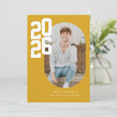 ミニマルなイエロー2025写真卒業 案内状 (スタンド正面)