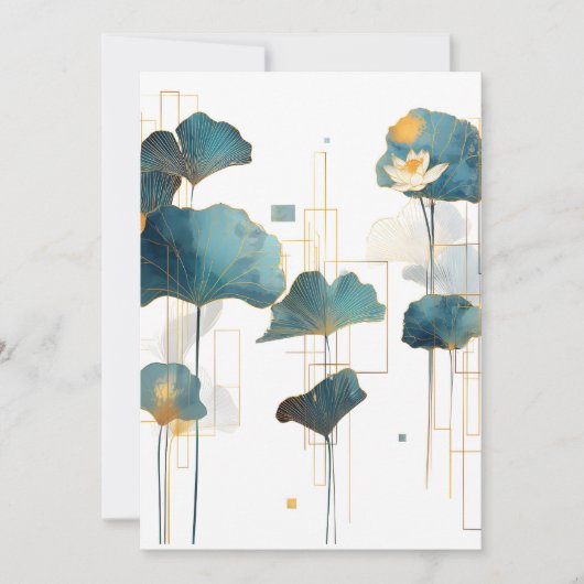 ミニマルなイチョウ蓮の禅線 シーズンカード (正面)