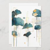 ミニマルなイチョウ蓮の禅線 シーズンカード (正面/裏面)