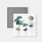 ミニマルなイチョウ蓮の禅線 マグネット (正面/裏面)