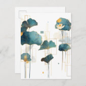 ミニマルなイチョウ蓮の禅線 案内ポストカード (正面/裏面)