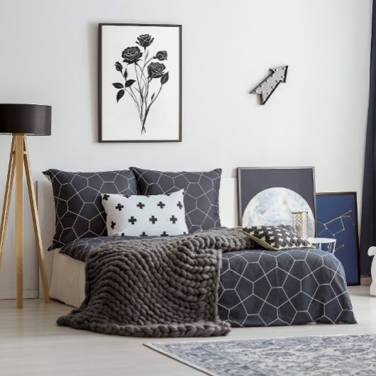 ミニマルなインクバラ抽象芸術フローラアートinブラック ポスター