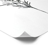 ミニマルなインクフラワースケッチブラック ポスター (角)